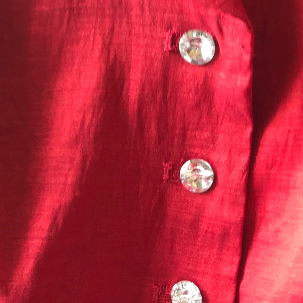 Cachet Red Tie-Waist Short Sleeve Blouse - Picture 3 of 7